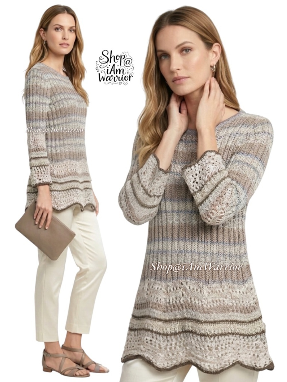 Chico’s artisan striped sparkle sweater *shop@iamwarrior